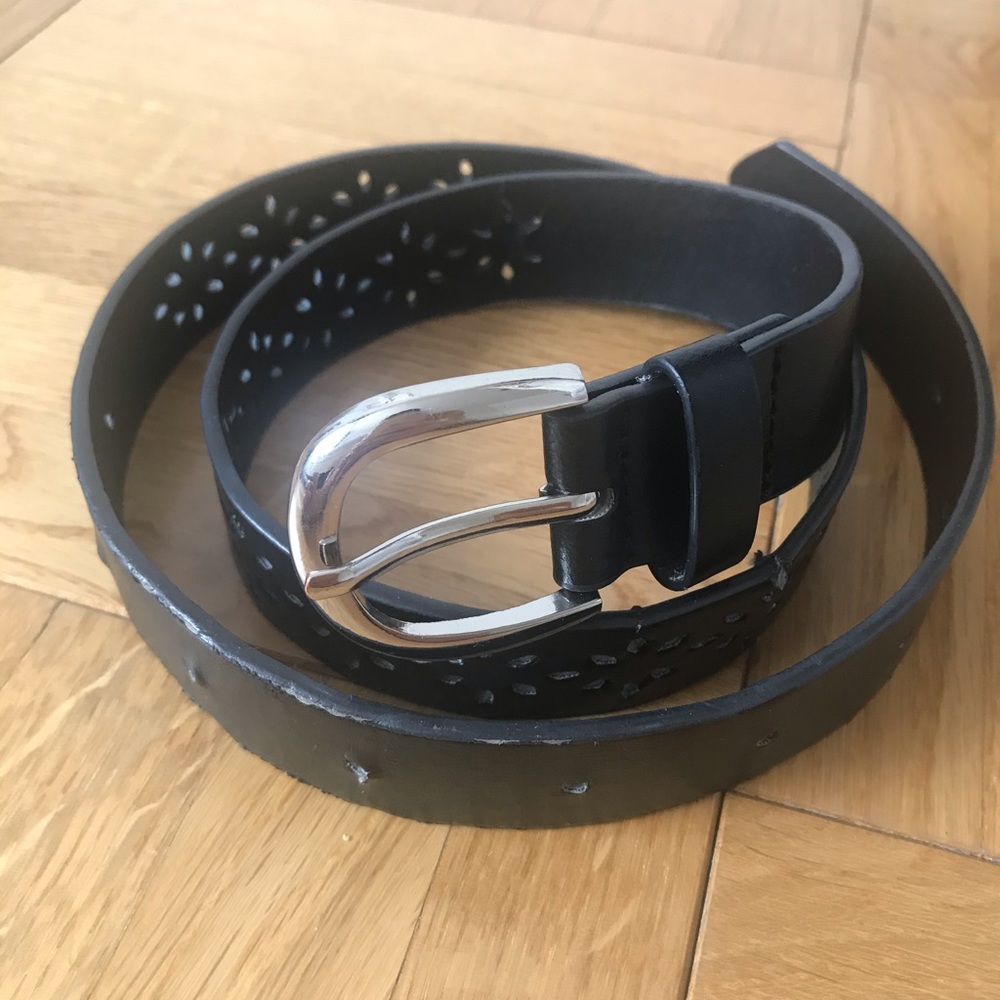Black belt with flower cutouts